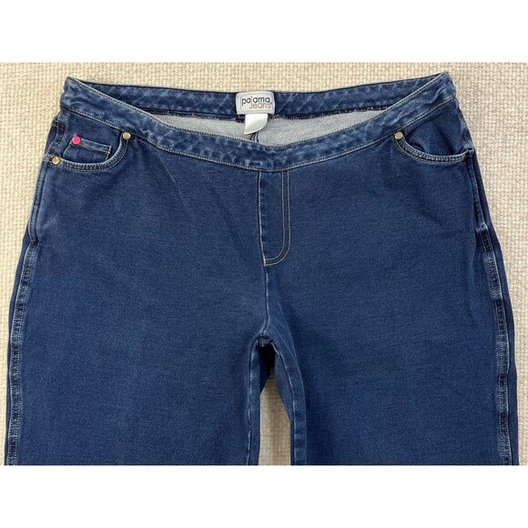 Pajama Jeans Women's Size Large Stretch Pull On Drawstring Blue Dark Wash - Picture 2 of 10